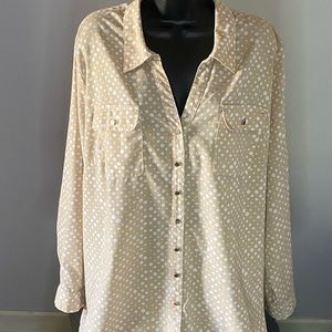 Notations Women -Cream color with white polka dots blouse, 3X